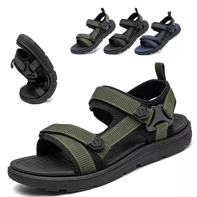 Sandálias de praia respirável ao ar livre masculinas, sapatos de verão, moda casual, plus size