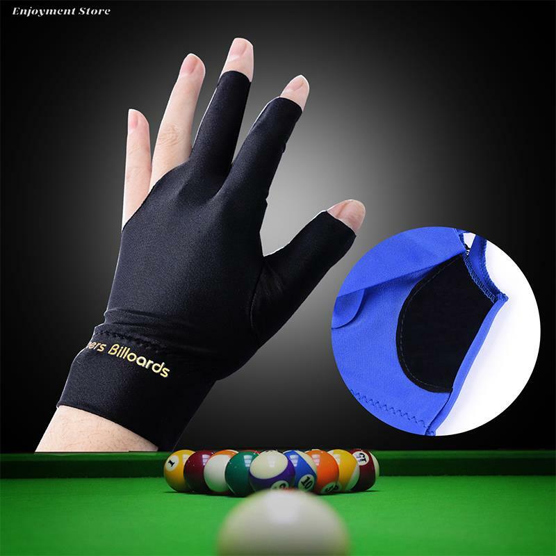 Luvas de Bilhar Abertas com Três Dedos para Homens e Mulheres, Luva de Snooker para Mão Esquerda, Alta Qualidade, Acessórios de Bilhar, 1X