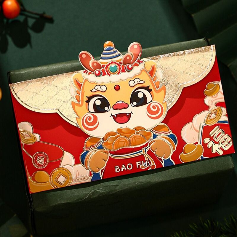 4 pz/set 2024 pacchetto di capodanno modello drago fortuna borsa per soldi buona fortuna tasca rossa celebrazione regali per feste regali di capodanno