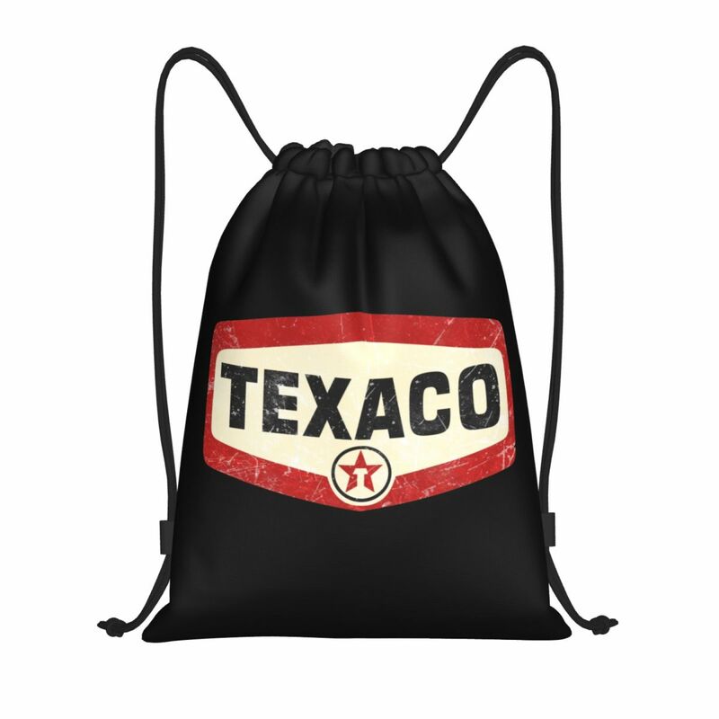 Mochila com cordão para mulheres e homens, logotipo vintage Texaco, bolsa esportiva, mochila de compras