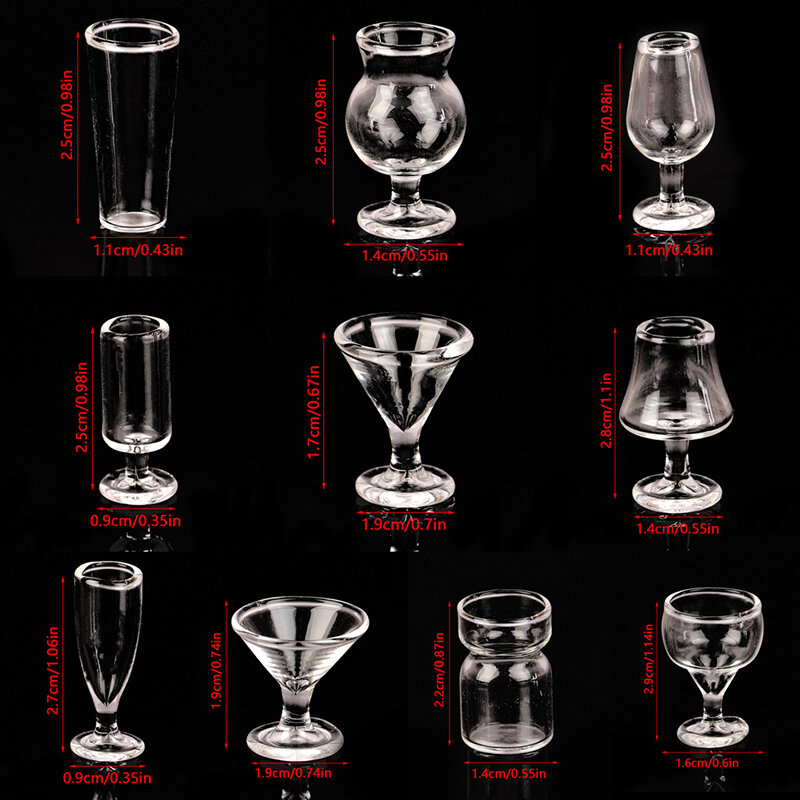 ドールハウス-シャンパングラスの形をしたミニチュアグラス,1:12,コーヒージュース,ミルクティーカップ,ルーク,カップ,ガラス瓶,家の装飾玩具