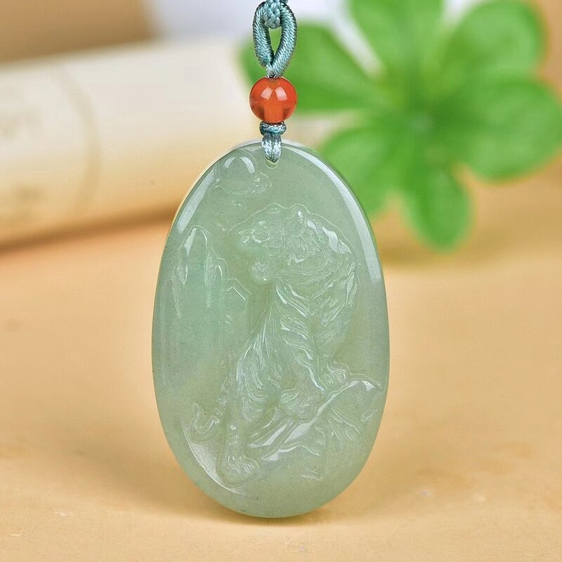 Colgante de Jade de Aventurina para hombre y mujer, collar de piedra verde Natural, amuleto de Mascota, joyería