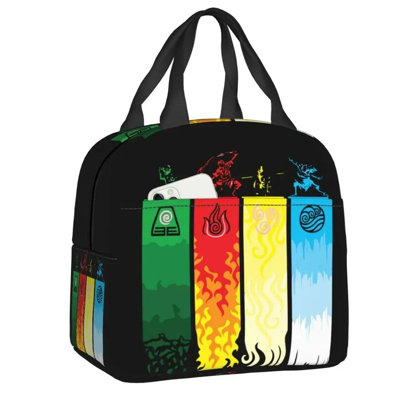 Cartoon letzte Air bender Avatar Element Lunch Bag Kühler warm isolierte Lunchbox für Frauen Arbeit Schule Essen Picknick Einkaufstaschen