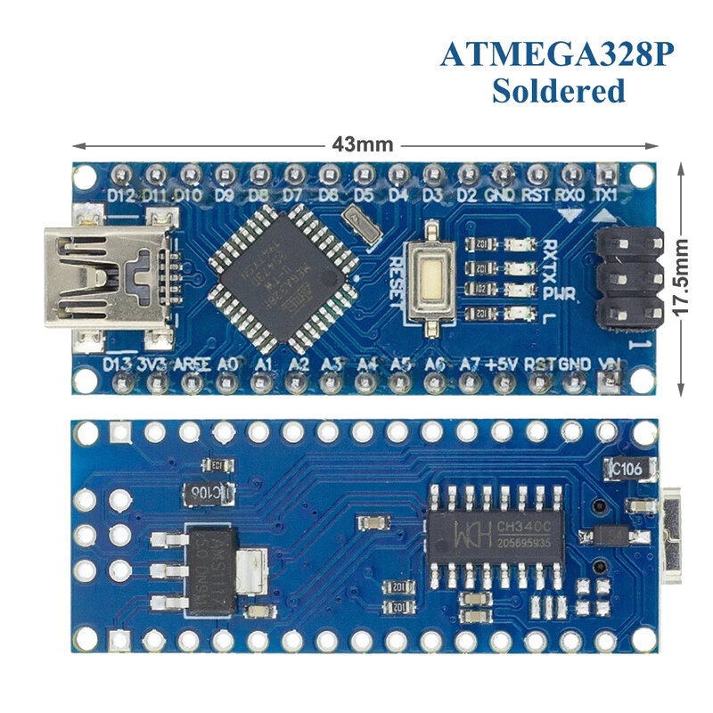 Mini/Typ-C/Micro USB Nano 3,0 Mit dem Bootloader Kompatibel Nano Controller Für Arduino CH340 USB fahrer 16Mhz ATMEGA328P