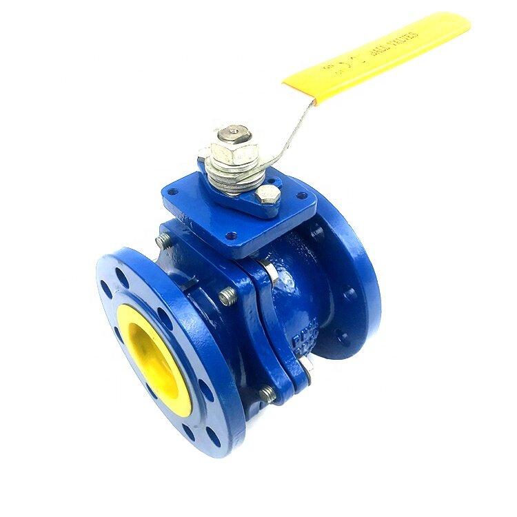 Manual 4 Inch Cast Iron JIS10K Ball Valve Flanged Type Blue Painted