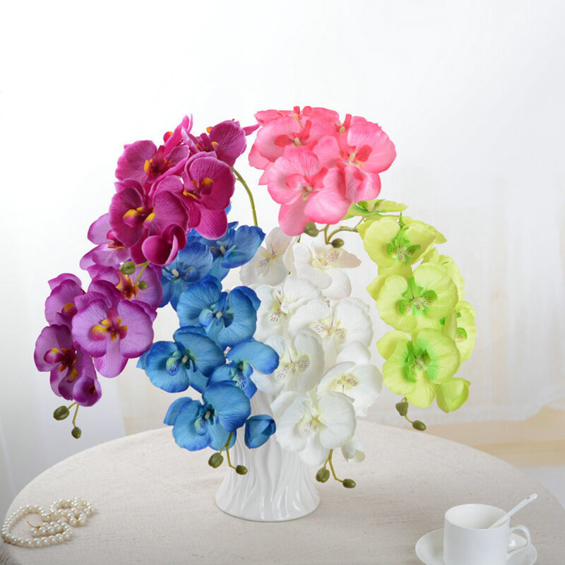 Orquídea de mariposa Artificial de 8 cabezas, flor de simulación 3D Phalaenopsis, plantas táctiles reales, decoración de boda, hogar y Navidad