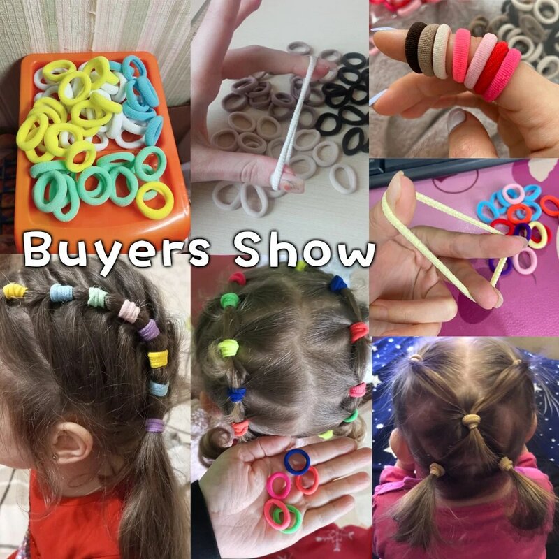 Colorido básico nylon elástico cabelo laços para meninas, rabo de cavalo segurar scrunchie, elástico, moda infantil, acessórios para cabelo do bebê, 100pcs