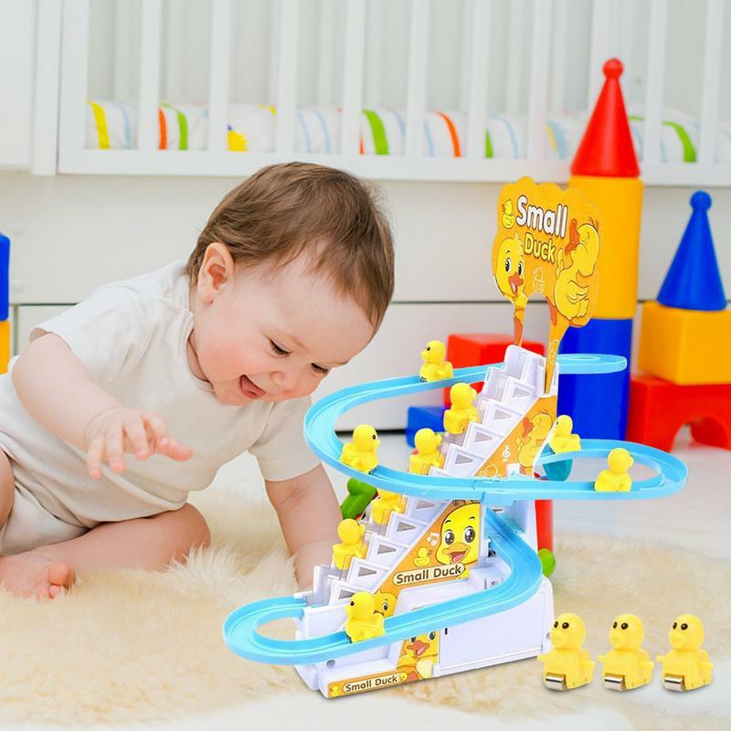 Giocattoli musicali per bambini giocattolo anatra sensoriale per bambini 0-6 6-12 18 mesi e bambini di 1-3 anni montagne russe giocattolo musicale Montessori