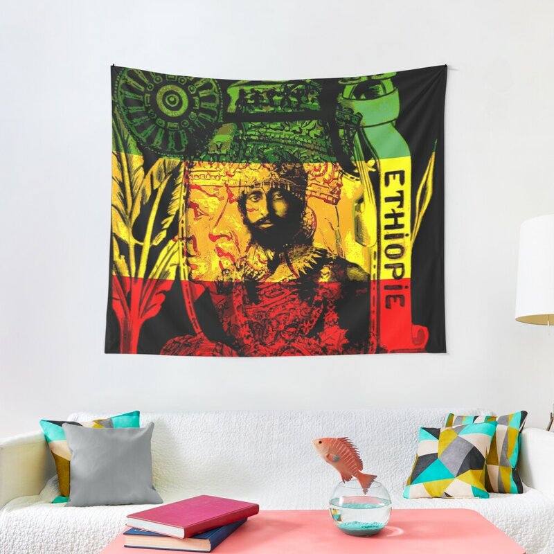 Rasta haile selassie natural místico leão de judah tapeçaria decorações para o seu quarto