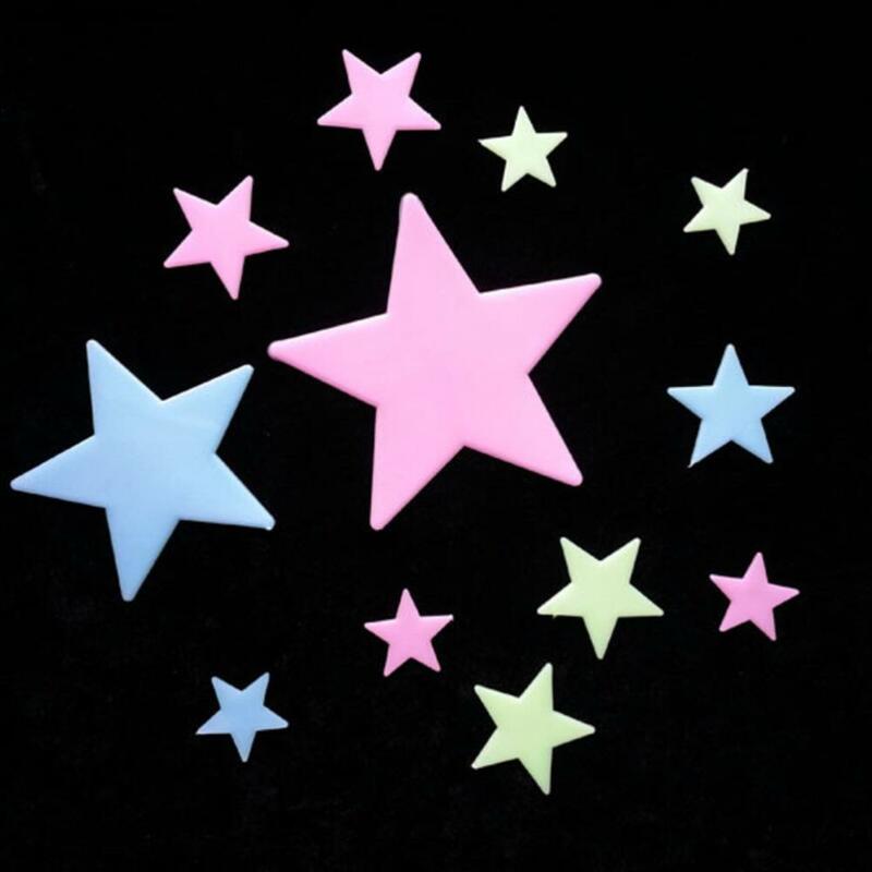 ZLinKJ 100pcs Home Decor Wall Stickers Decal Glow In The Dark Baby Kids Bedroom Color Luminous Stars Fluorescent Wallpaper