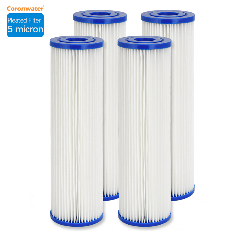 Coronwater Pleated Polyester Filter Cartridge, High Flow Sediment for Water Filter, 2.5 in x 10 in