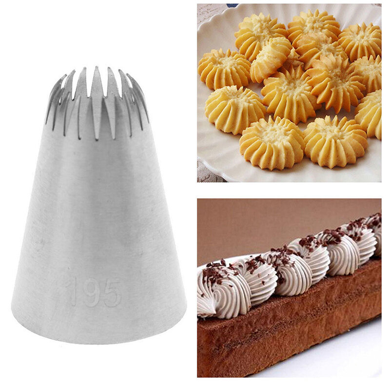25mm x 35mm  #195 Cake Head Metal Icing Piping Nozzles Stainless Steel Cake Cream Decor Tip Cookies Cream Decorator Baking Tools