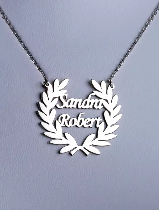Custom Laurel Wreath Name Necklace Women Girl Jewelry Personalized Stainless Steel Couple Nameplate Necklace Gifts For Her