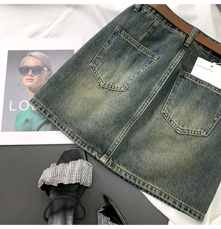 Minigonne Denim donna Hotsweet estate stile coreano retrò femminile semplice vita alta Design moda Streetwear tutto-fiammifero elegante