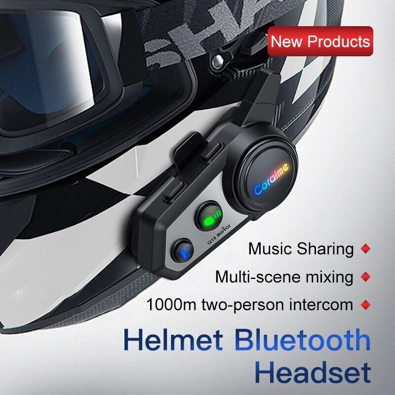 Kask słuchawki Bluetooth walkie talkie 5.3, bardzo długi czuwania, wodoodporny i redukujący hałas mikrofon do jazdy na rowerze