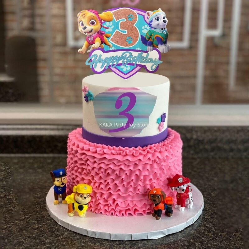 Paw Patrol Cake Toppers Girls Cartoon Skye Happy Birthday Cake Decor Party Supplies for Kids Birthday Baby Shower Decorations