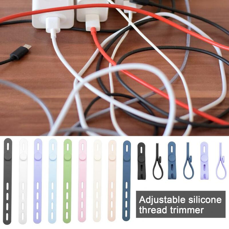 Juego de organizador de cables de silicona, 20 piezas para envolver cables respetuosos con la piel, con cierre de hebilla ajustable, grueso para múltiples