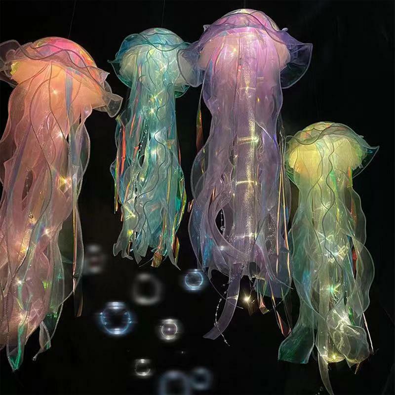 Lentera bentuk ubur-ubur kreatif, lampu suasana ubur-ubur laut warna-warni untuk perlengkapan dekorasi pesta tema laut