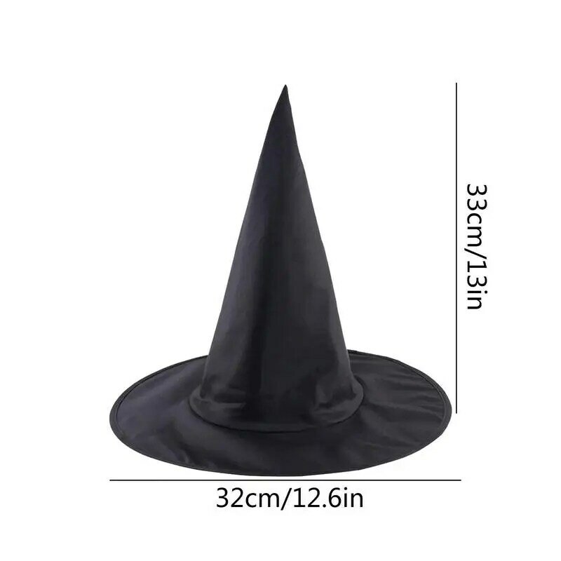 Black Witch Hat para Decoração de Halloween, Tecido Oxford Espessado, Decoração de Halloween, Acessórios para Trajes, Interior e Exterior