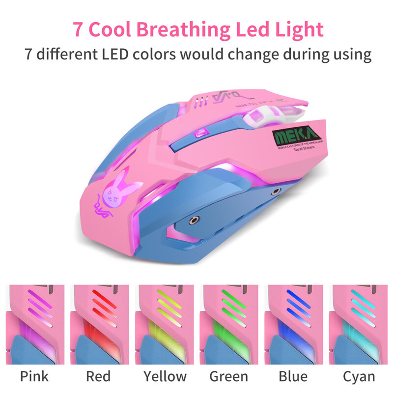 Wired Gaming Mouse Computer Professional E-sports Mouse 2400 DPI Colorful Backlit Silent Mouse for Lol Data Laptop Pc