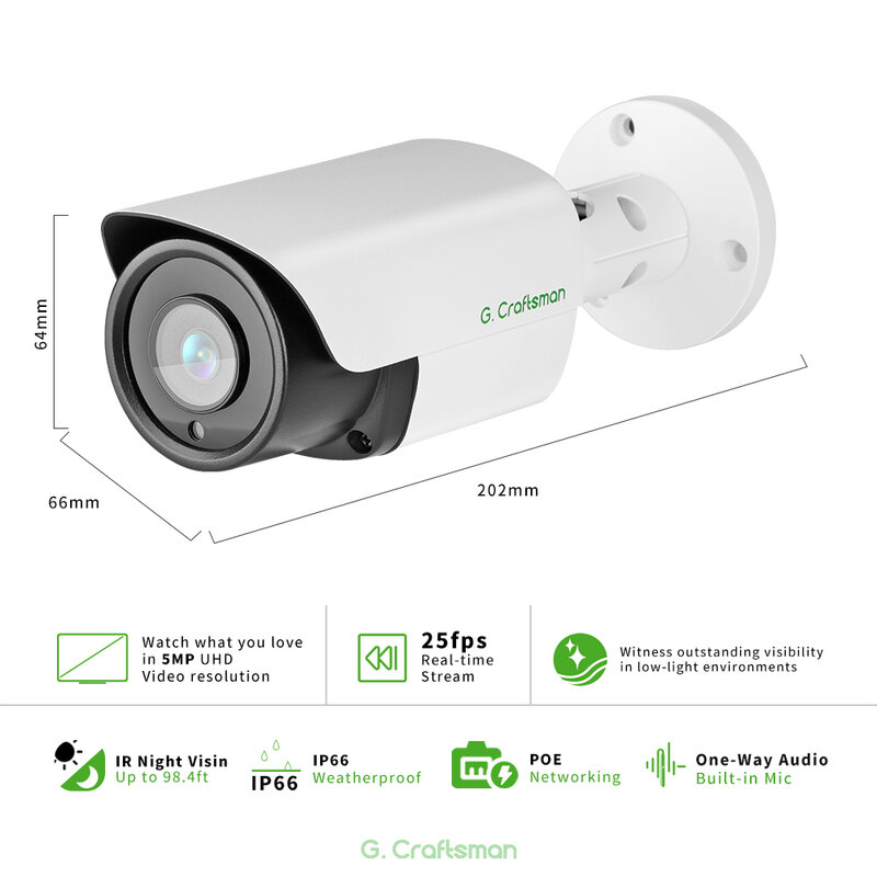 POE SONY 센서 보안 CCTV 캠, 야외 오디오 비디오 감시, Onvif B1M5S Hikvision 프로토콜, 25fps, 5MP, 신제품