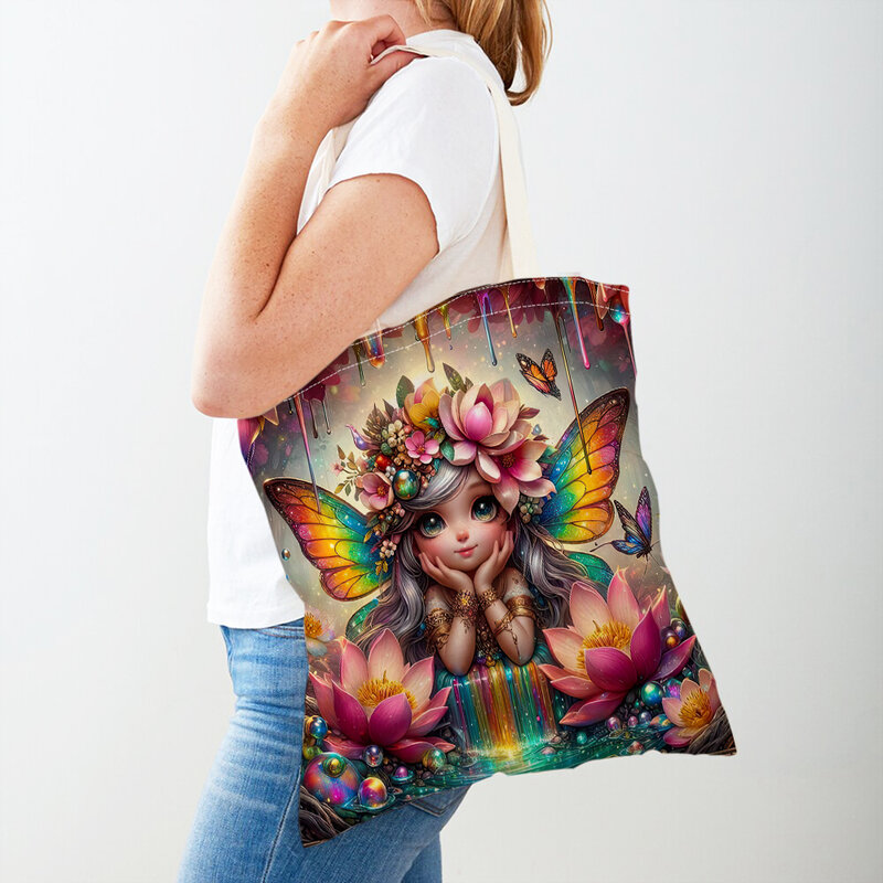 Мультяшный Волшебный мир Streampunk Elves сумка для покупок для женщин многоразовые повседневные холщовые сумки для покупок для девочек Сумка для путешествий
