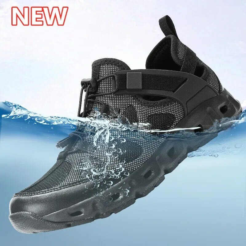 Summer Ultralight Mesh Breathable Upstream Aqua Shoes Non-slip Quick Dry Beach Wading Shoe Men Outdoor Hiking Fishing Shoes
