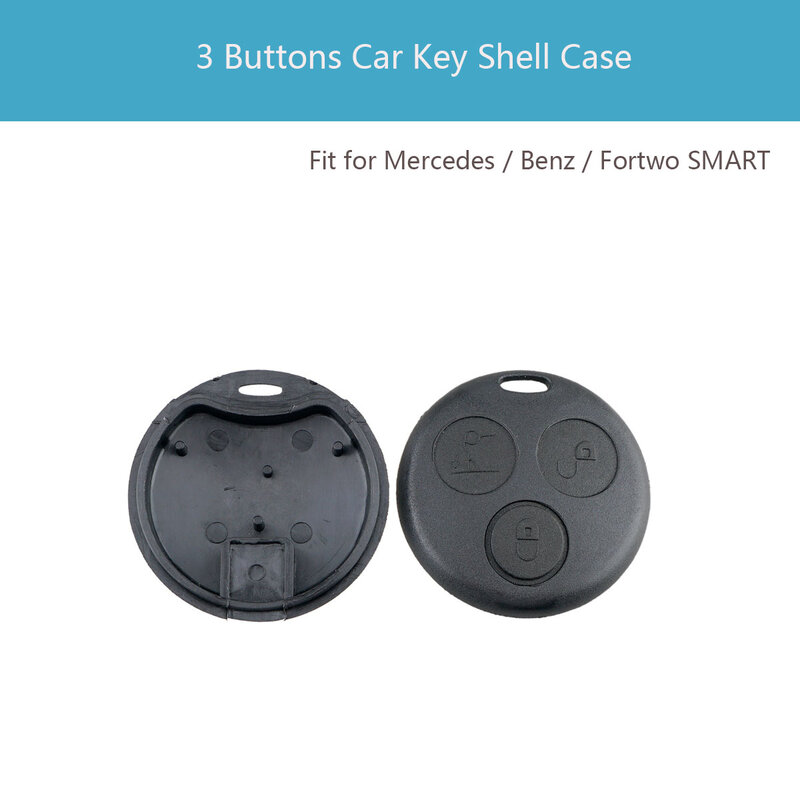 Coque de clé de voiture à 3 boutons, lame vierge non coupée, coque de clé à distance, adaptée pour Mercedes-Benz Smart Fortwo 450, 451, 2007-2013