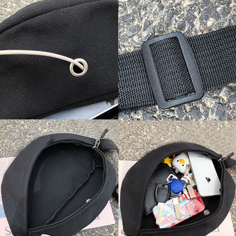 Sac de ceinture en toile pour hommes et femmes, pochette portefeuille décontractée pour téléphone portable, sacoche de poitrine à motif champignon