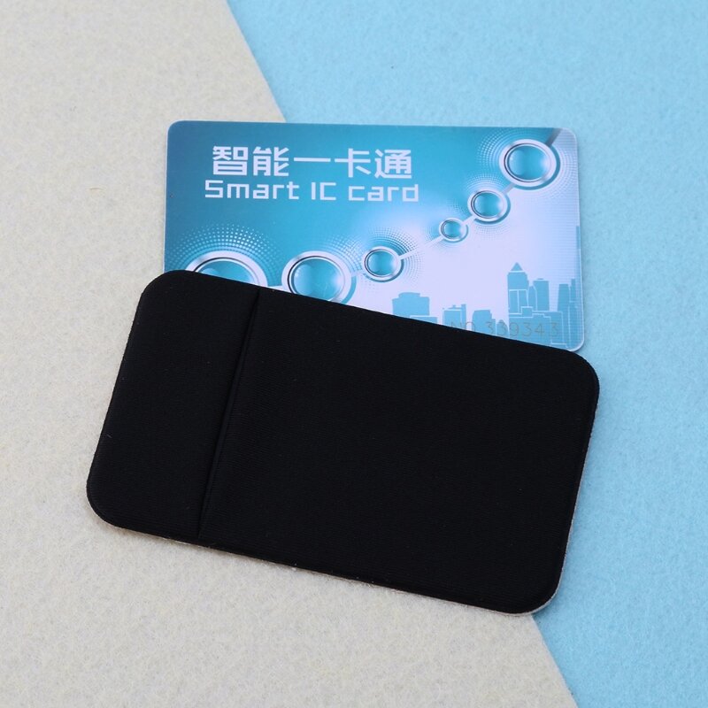 Mobile Phone Credit Card Wallet Holder Pocket Stick-On Adhesive Elastic Tool