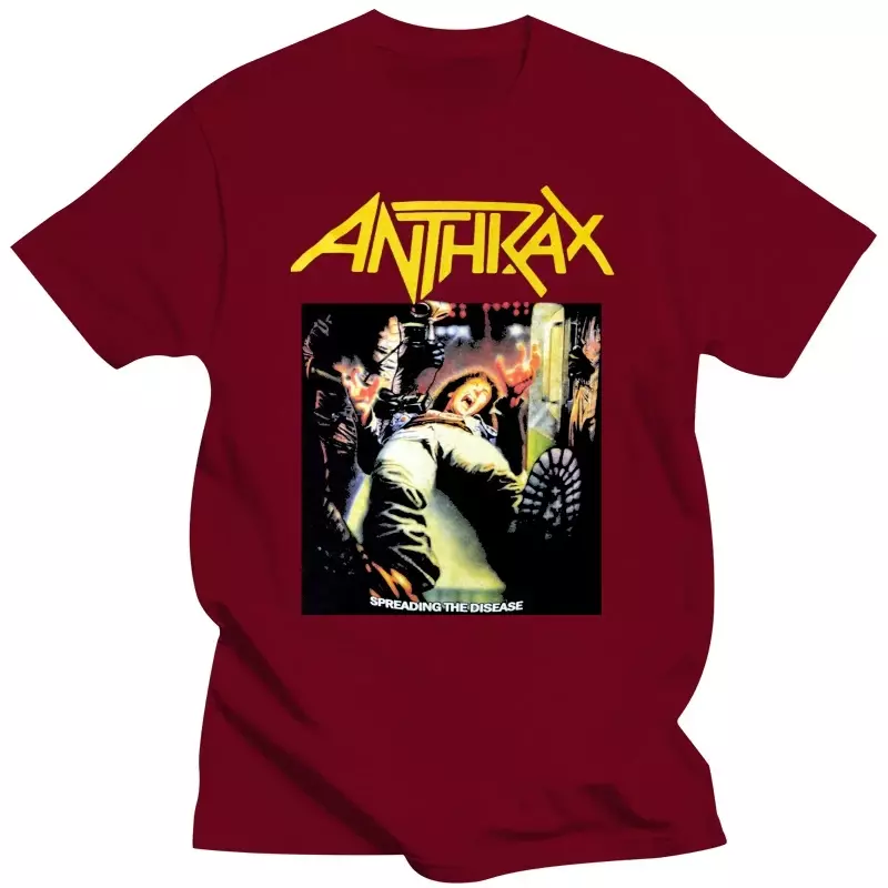 Anthraaxx การแพร่กระจายของโรค1985ปกอัลบั้มเสื้อยืดเสื้อยืดเสื้อแฟชั่น