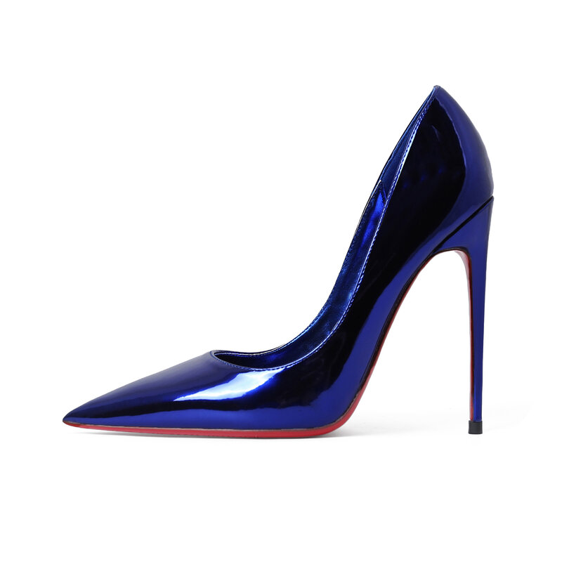 2022 per le donne scarpe di lusso di marca rosso pompe punta a punta in vernice vestito di moda tacchi alti scarpe da barca Sexy scarpe da sposa 44