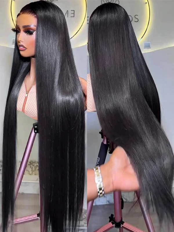 Wig rambut manusia dengan kepadatan tulang lurus 30 inci 13x4 renda depan untuk wanita warna hitam Brasil 13x6 HD Wig Frontal renda transparan