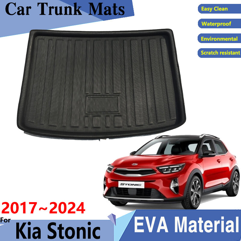 Alas bagasi mobil สำหรับ Kia อุปกรณ์เสริม stonic 2023 KX1 2017 ~ 2024เสื่อท้ายรถกันน้ำแผ่นเก็บของอุปกรณ์เสริมรถยนต์