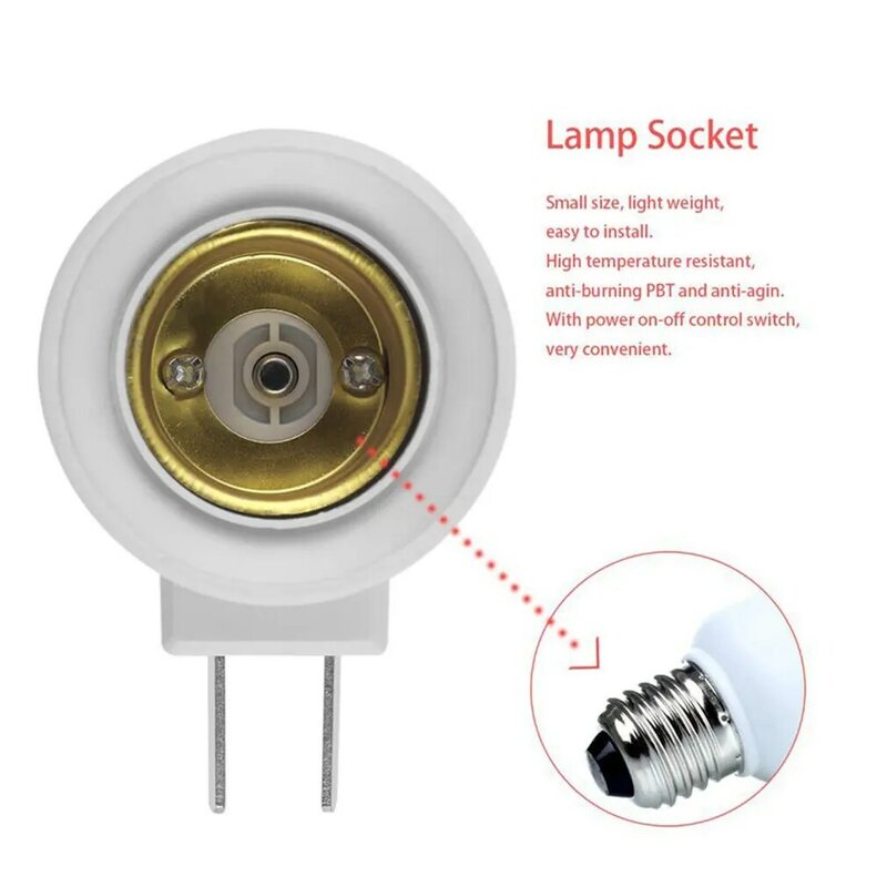 US Plug Lamp Socket Adapter E27 3A 60W PVC High-Conductivity Aluminum Alloy LED Bulb Socket Converter Adapter Extender Wide Base