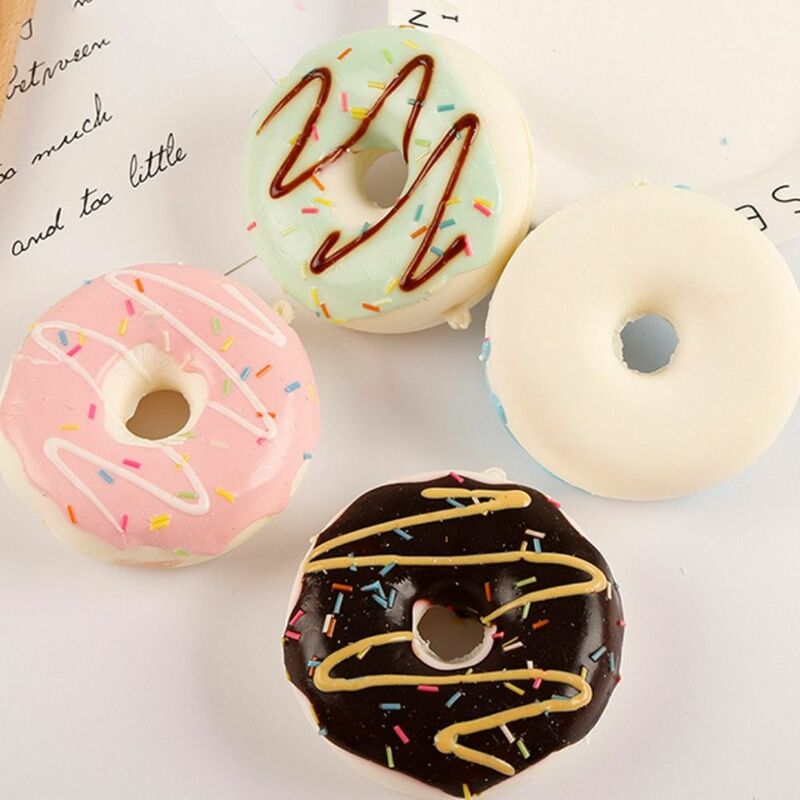 Doughnut Shape Slow Rising Squeeze Toy Anti-stress Rebound Ball Slow Rebound Toy Pu Food Stress Relief Toy Office Workers