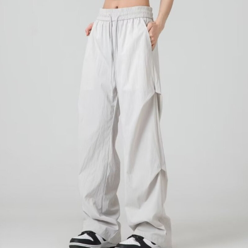 Deeptown-Calça larga larga masculina e feminina de carga, moda coreana, calças finas, elástico na cintura, streetwear reto, casual, verão, nova