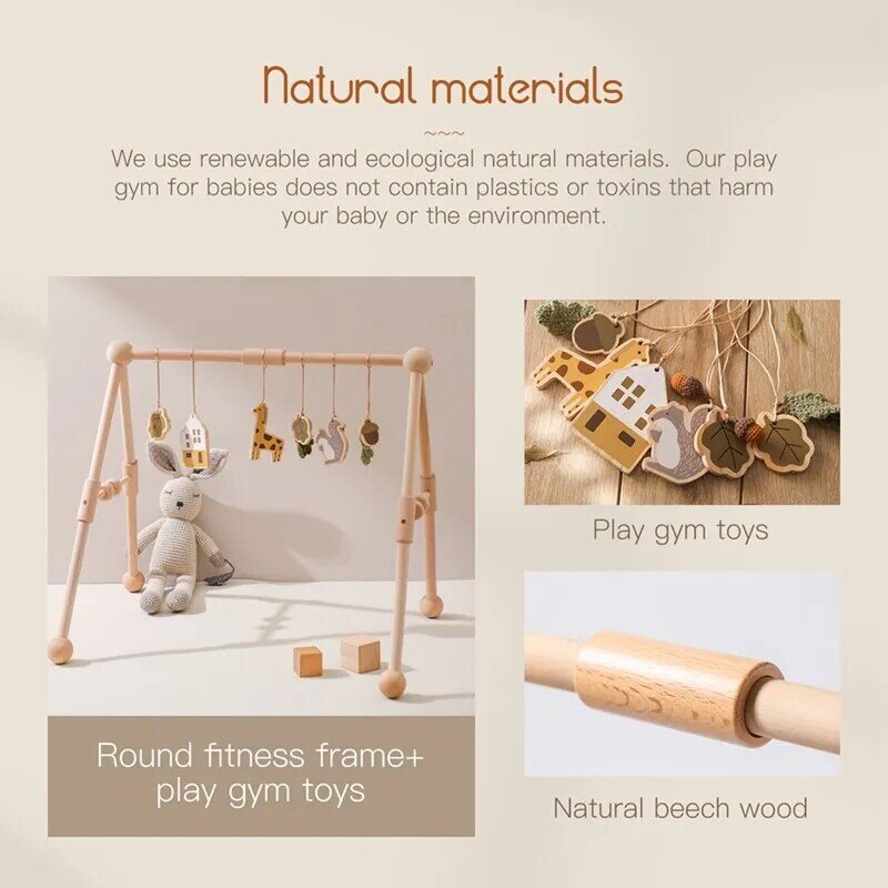 ของเล่นไม้ห้อยทำจากไม้สำหรับยิมอุปกรณ์เสริมสำหรับเด็กแรกเกิดฝึกกัดทำจากหวายอุปกรณ์รถเข็นเด็กทารก
