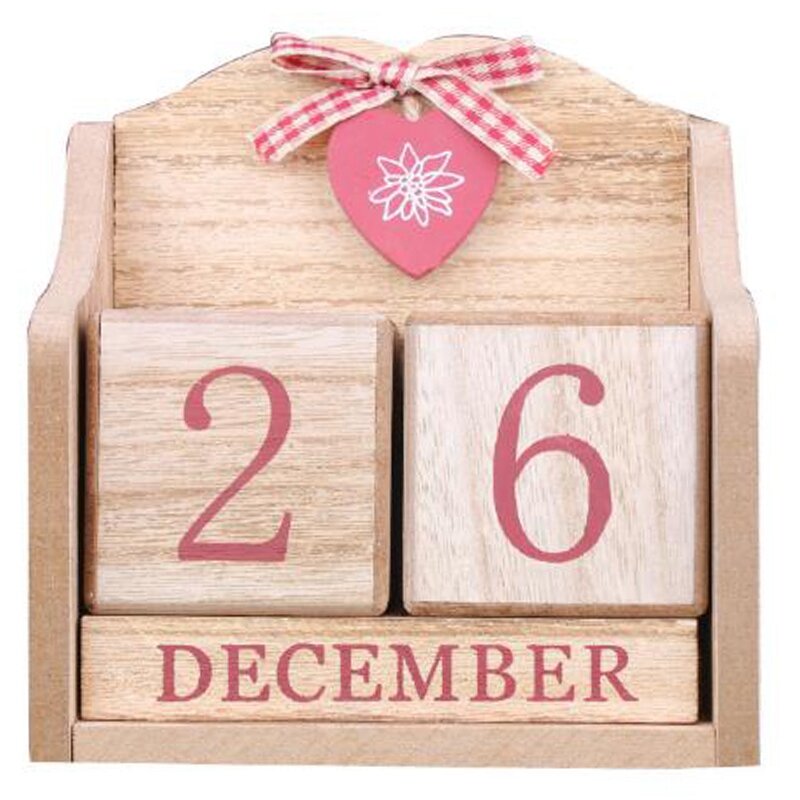 Holzbau steine Home Office Wohnzimmer Monat Datum Anzeige DIY tragbare Geschenk Weihnachts dekoration