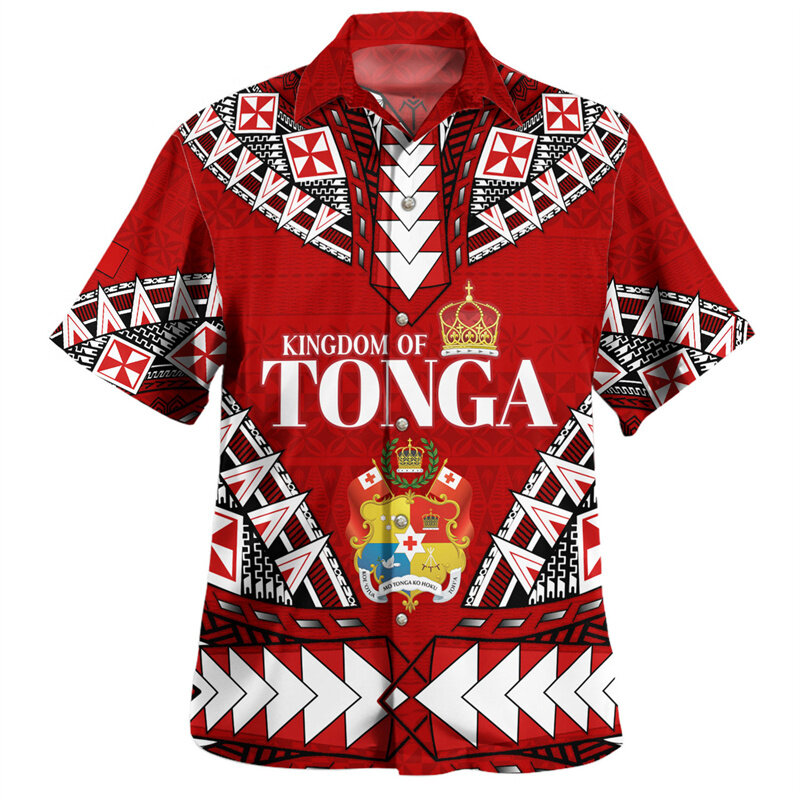 3D Printing The Kingdom Of Tonga National Flag Shirts Men Tonga Emblem Coat Of Arm Graphic Short Shirts Harajuku Shirts Clothing