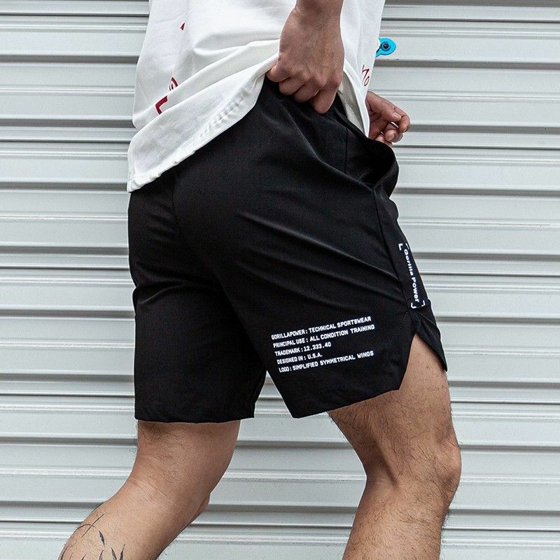 Шорты мужские повседневные с карманами, модные эластичные свободные Универсальные однотонные штаны с надписью, лето 2024