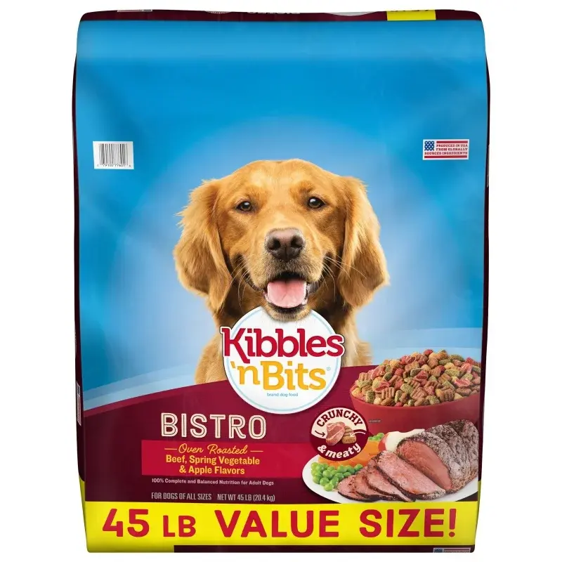 Kibbles n Bits-فرن بيسترو ، لحم بقري مشوي ، خضروات ربيعية ، نكهة تفاح ، طعام كلاب ، 45 رطل