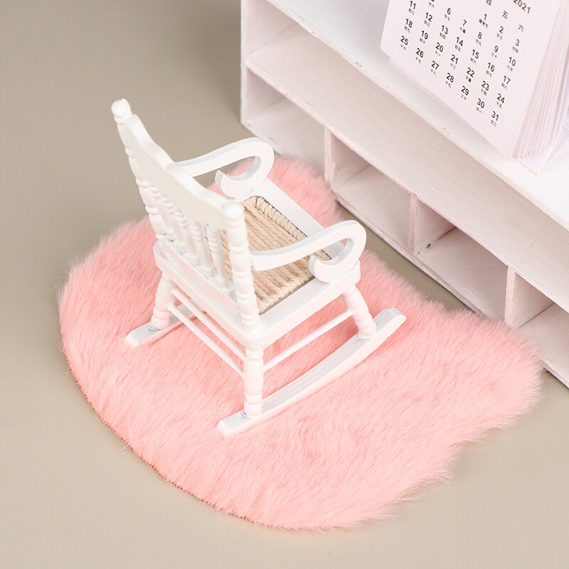 Manta de felpa de simulación en miniatura para casa de muñecas, accesorios de bricolaje para dormitorio, baño, sala de estar, decoración del suelo, 1:12