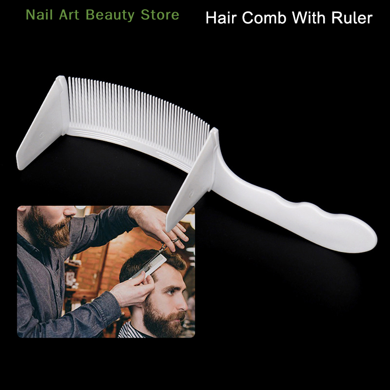 Sisir cukur rambut melengkung, sisir pemotong tukang cukur sisir datar atas dengan penggaris Anti statis sisir pemotong sikat rambut