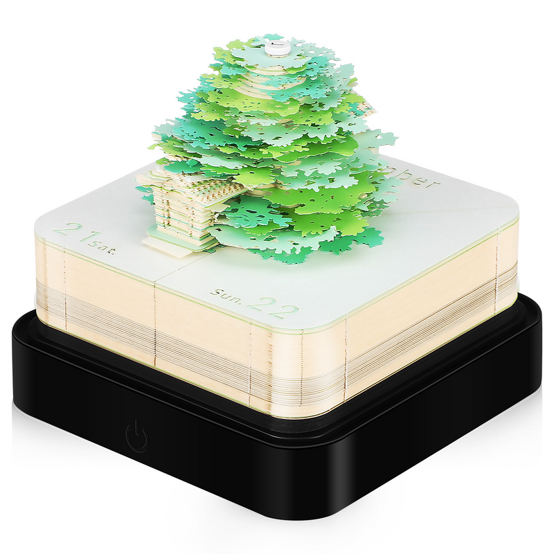 Modelo de escultura de papel, calendario tridimensional de 24 años, calendario en inglés de Treehouse-Green-2024