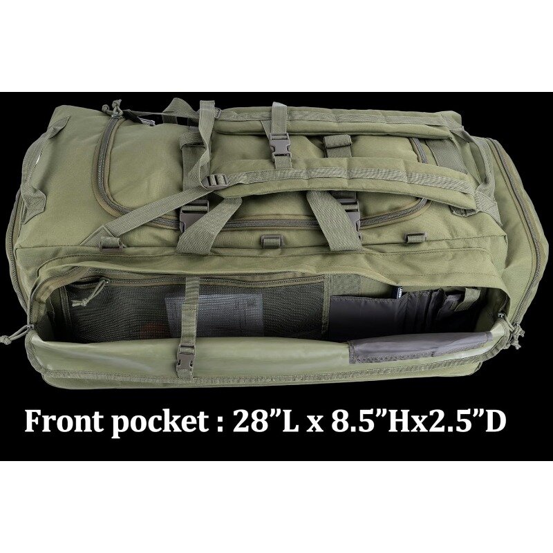 Bolsa de lona grande con mochila, correas de hombro y compartimento para zapatos, 105L para deportes, viajes, caza, Camping