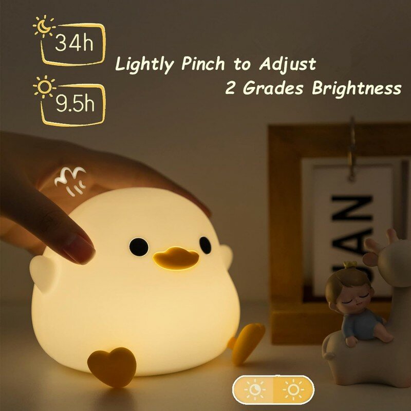 Led Night Light For Children DoDo Duck Nightlight with 20 Minutes Timer Touch for Bedrooms Living Room Rechargeable Desk Lamp