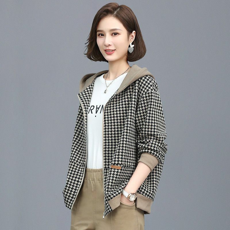 New Women's Clothing Korean Fashion Loose Office Lady Simplicity Casual Printing Zipper Long Sleeve Warm Winter Thick Jackets