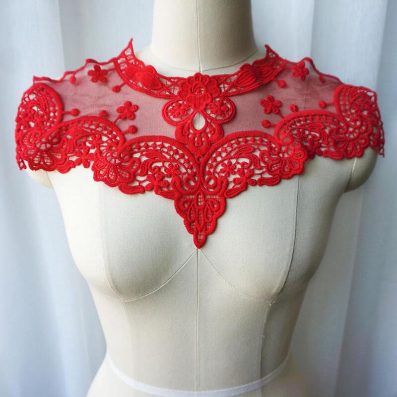 Women Hollow Lace Floral Neckline Fake Collar Embroidery Detachable Wedding Dress Neckline DIY Lace Applique For Sewing Shop