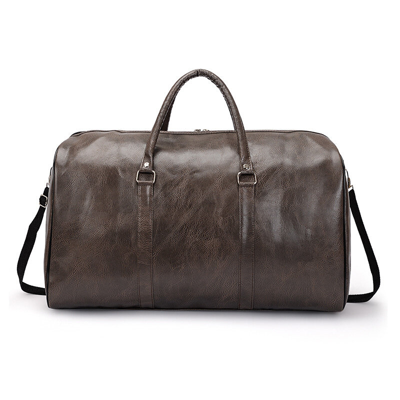 Vintage Leather Men Women Travel Duffel Bag Carry on Luggage Bag Lagre Capacity Male Shoulder Bag Weekend Gym Fitness Bag